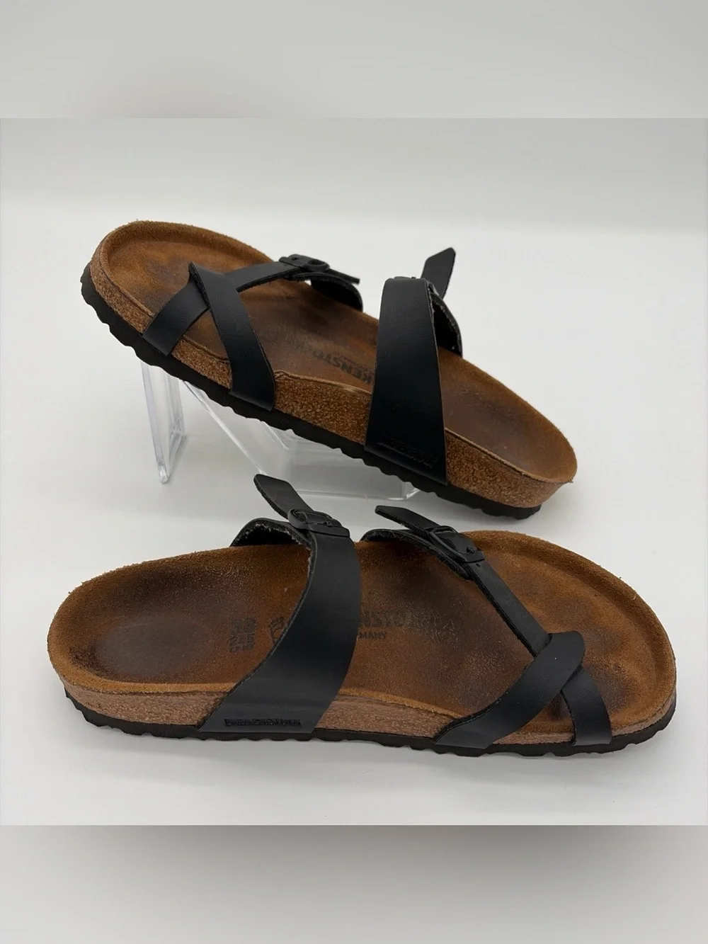 BIRKENSTOCK Mayari Leather Black Birks Sandals Size 38 Summer Casual Comfortable - Picture 3 of 7